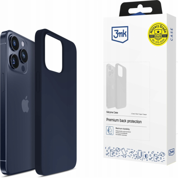 3MK Silikonový kryt pro Apple iPhone 15 Pro - tmavě modrý