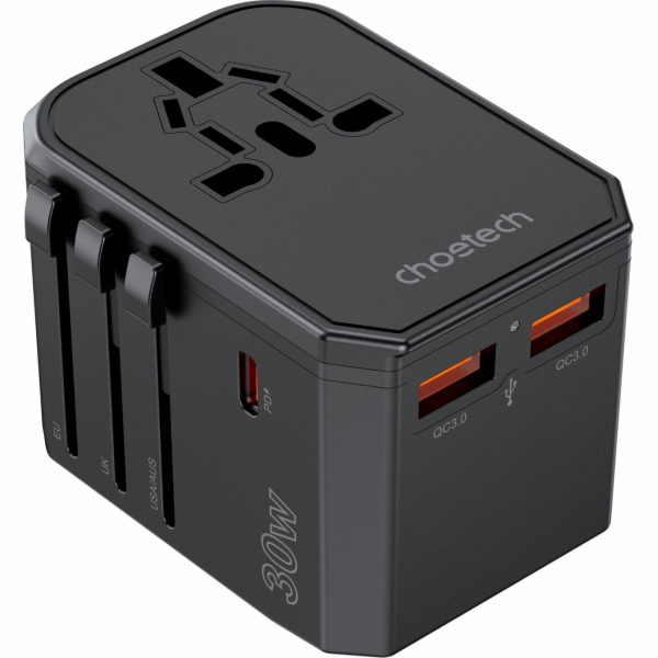 Choetech Univerzální cestovní nabíječka USB-C 2x USB-A PD...