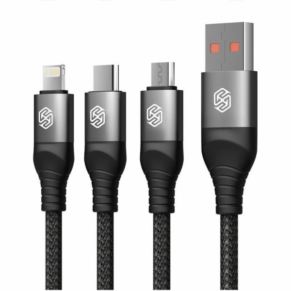 Nillkin Kabel USB NILLKIN SWIFT PRO 3v1 4,4A 1,5M, ČERNÝ