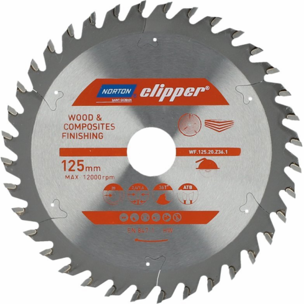 Norton KRUHOVÁ PILA NORTON 125 mm x 20 mm x 36 oz DŘEVO A...
