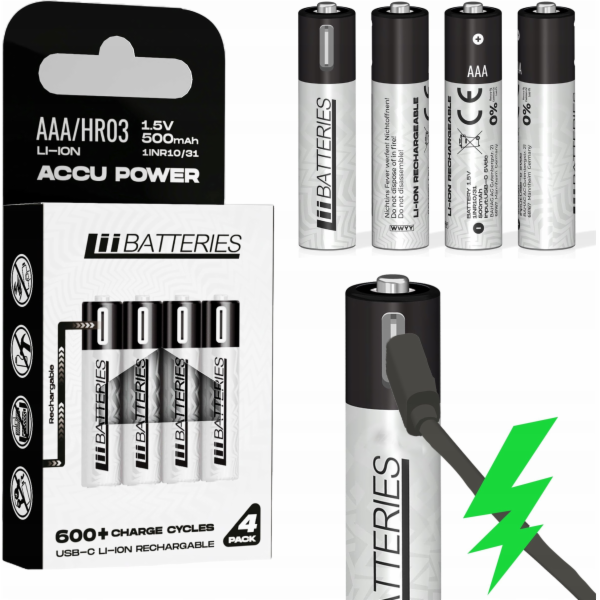 iiBateries LIIBATTERIES AAA LI-ON BATERIE 4 ks