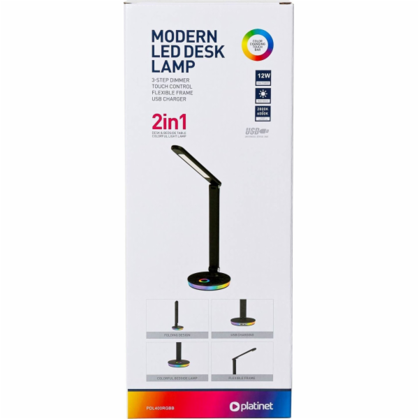 Platinet STOLNÍ LAMPA PLATINET RGB 12W S NABÍJECÍM PORTEM...