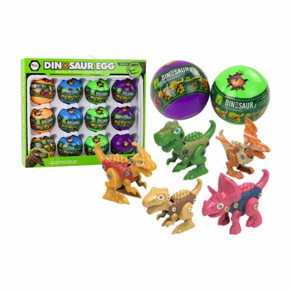 LeanToys Sada 12 barevných dinosauřích vajec na kutálení