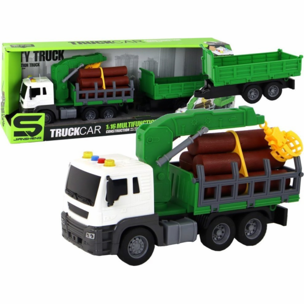 LeanToys Nákladní vůz s jeřábem Přívěs Třecí pohon Zvuky ...