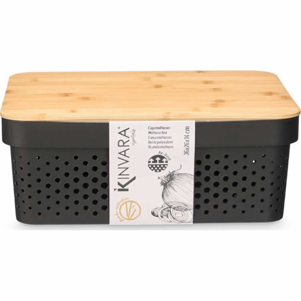 Kinvara Plastová nádoba s bambusovým víkem, 36 x 26 x 14 cm