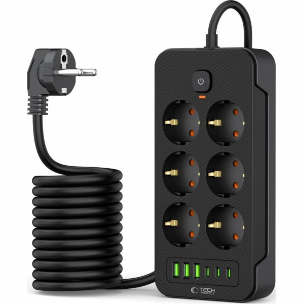 Tech-Protect Prodlužovací kabel 6 zásuvek 2 m černý (5906...