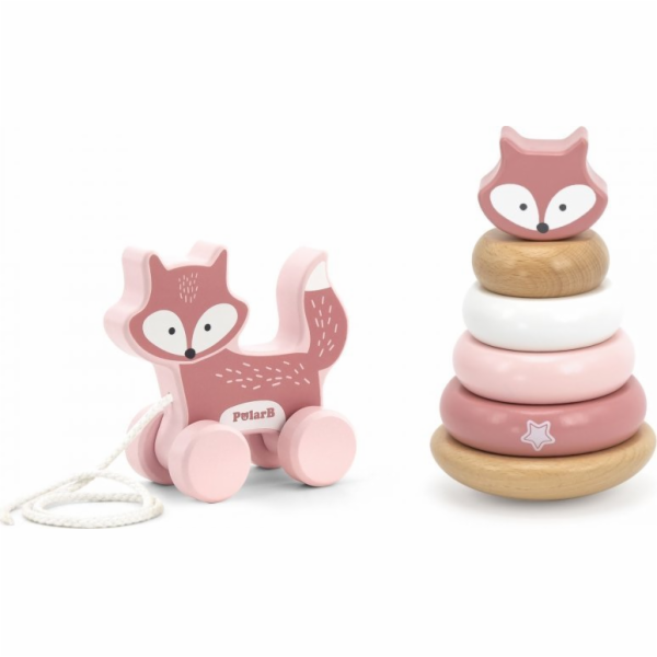 Viga Toys Sada dřevěná pyramida lišky + liška na tahání L...