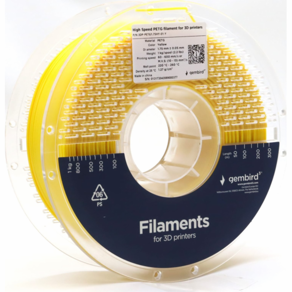 Gembird GEMBIRD filament PETG High Speed žlutý 1,75 mm 1 kg