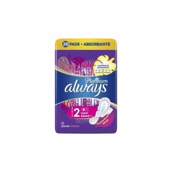 Always Vložky Always Platinum Super s křidélky, 26 kusů