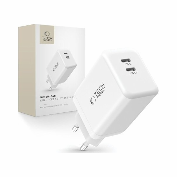 Tech-Protect Nabíječka TECH-PROTECT NC45W-GAN 2PORTOVÁ SÍ...
