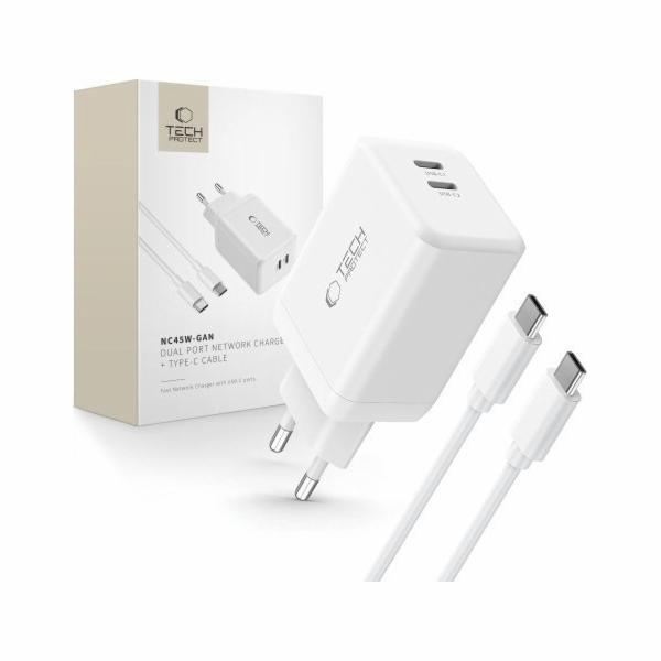 Tech-Protect Nabíječka TECH-PROTECT NC45W-GAN 2PORTOVÁ SÍ...