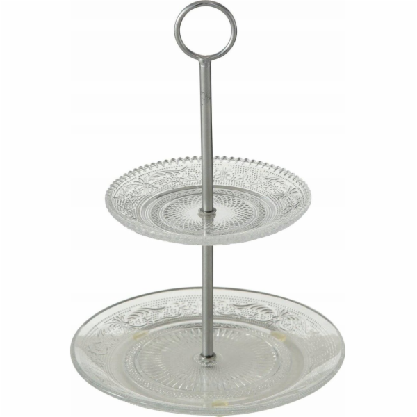 Boltze Skleněný talíř se dvěma patry, RELIÉF, 28 cm