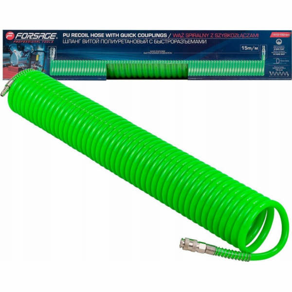 Forsage Spirálová hadice s rychlospojkami 14 mm x 15 m