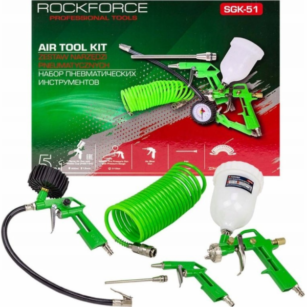 Rockforce Stříkací pistole s horní nádrží 600ml + přísluš...