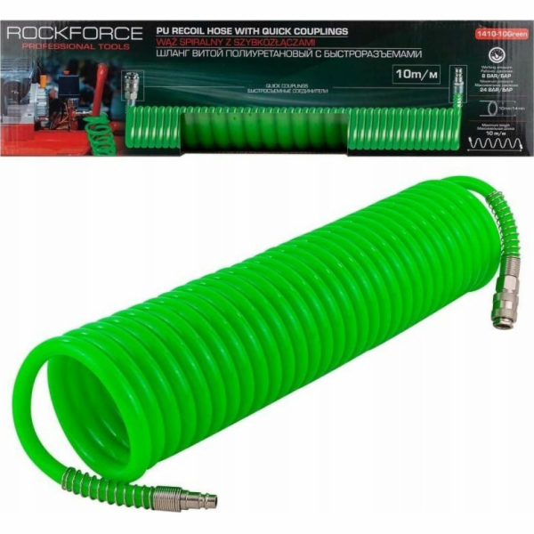 Rockforce Spirálová hadice s rychlospojkami 10 mm x 10 m