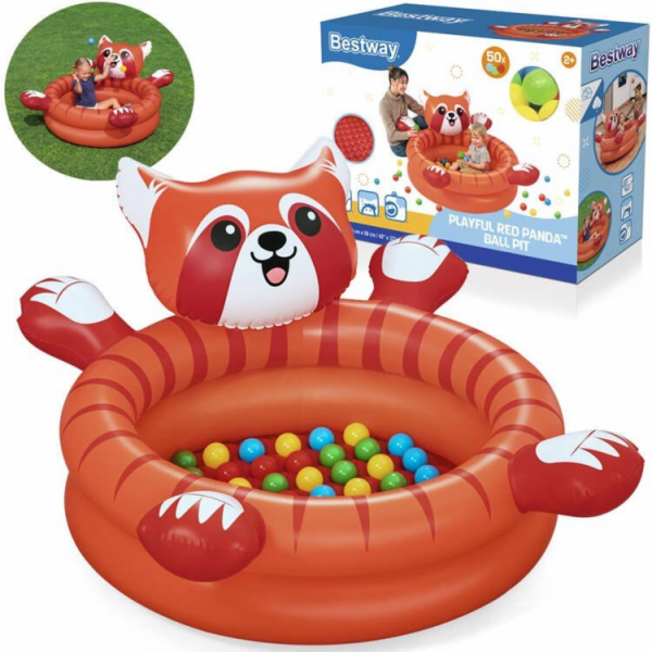 Bestway Suchý bazén červený PANDA s míčky 107x94cm + 50 m...