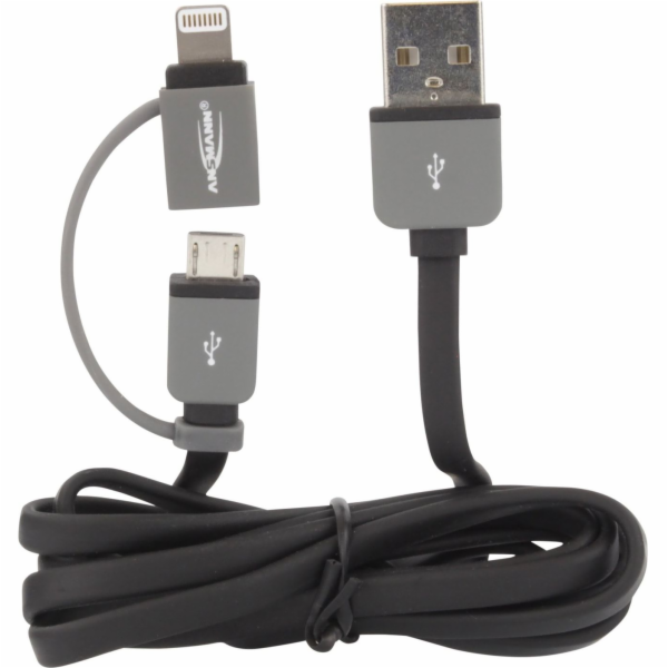 Ansmann Kabel USB-A - microUSB + Lightning 1 m šedý (1700...