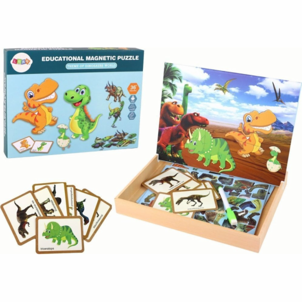 Vzdělávací magnetická sada puzzle s dinosaury LeanToys LE...