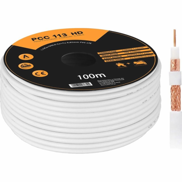 Libox koaxiální kabel RG6U PCC113-100 CU+CU+CU HD 100m LIBOX
