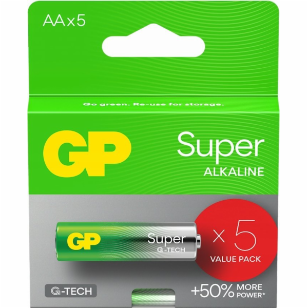GP Battery Alkalické baterie LR6/AA GP SUPER 5 ks. (G-TECH)