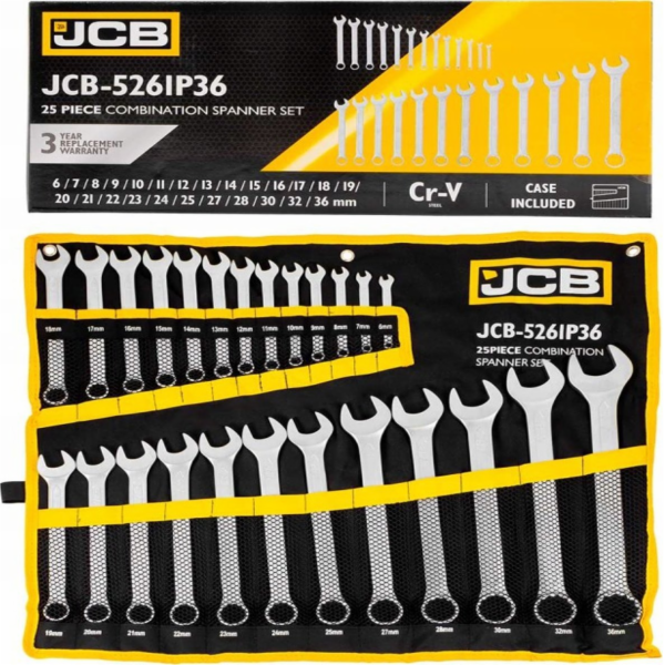 JCB Sada 25dílných otevřených klíčů JCB (6-36 mm)