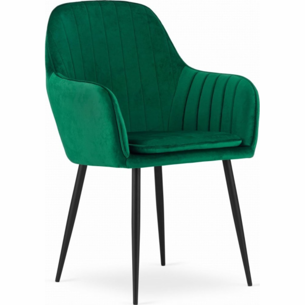 Leobert Židle LUGO - zelený samet / černé nohy x 1