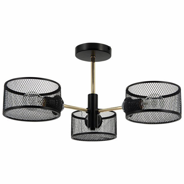 Mdeco Stropní lampa Wire ELM1097/3 BL TR nad postel, čern...