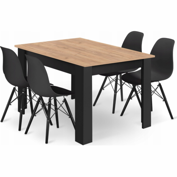Leobert Set obdélníkový stůl 120x80 řemeslný + 4 židle OS...