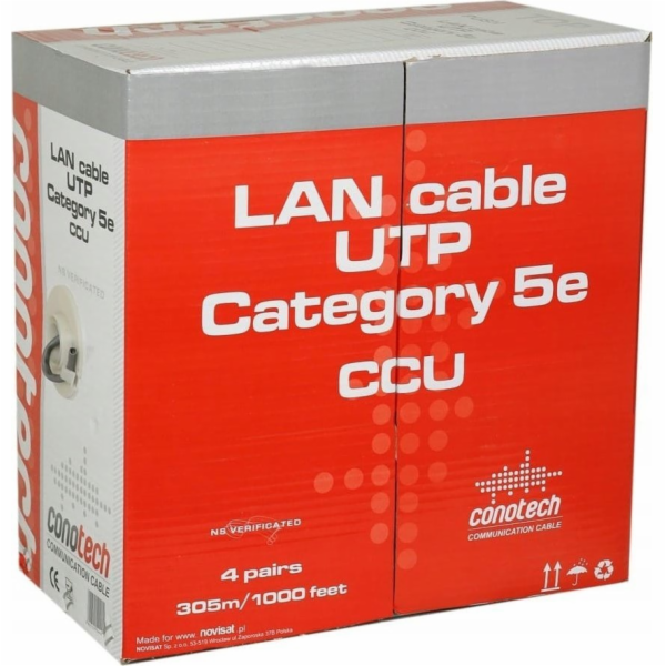 Conotech Počítačový kabel UTP CAT 5E CU s kroucenou dvojl...