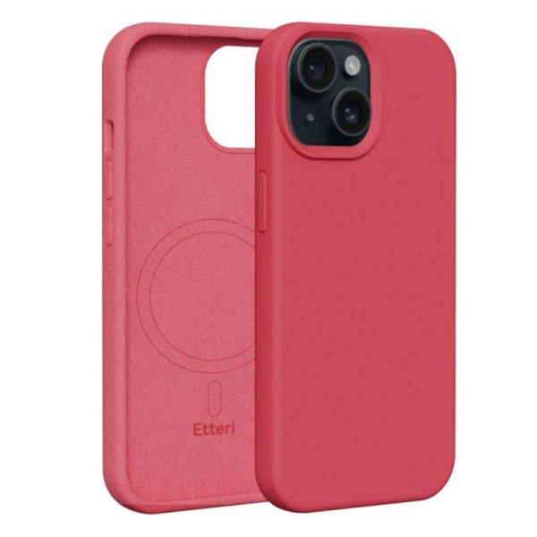 Silikonové TPU pouzdro Etteri Mag pro iPhone 15 raspberry