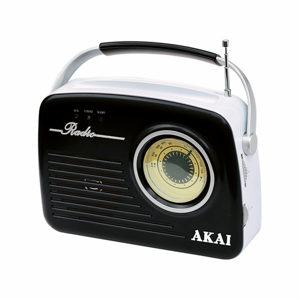Rádio AKAI, APR-11 BLACK, retro, AM/FM rádio, USB, SD kar...