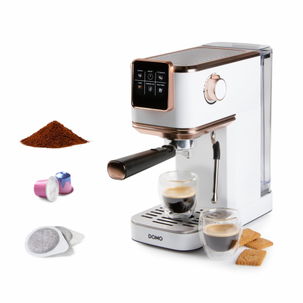 Espresso kávovar 3v1 - pákový, na pody i na kapsle - DOMO...