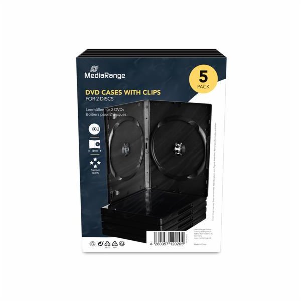 Obal na 2 DVD 14mm černý - 5 ks
