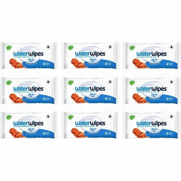 WaterWipes, BIO, vlhčené ubrousky na vodní bázi, 60ks.x9,...