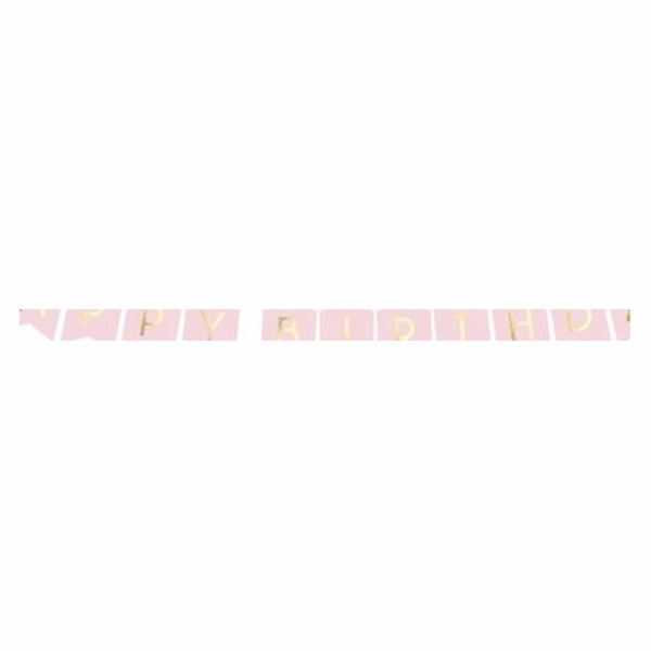 Party Deco Birthday banner, Happy Birthday, světle růžový...
