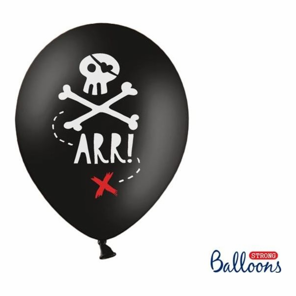 Party Deco Balloons Strong, Pirates, černé s bílou lebkou...