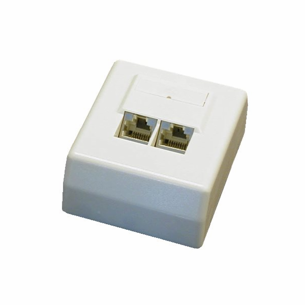 DATACOM Datová zásuvka STP CAT5E 2xRJ45 na omítku 45st. bílá