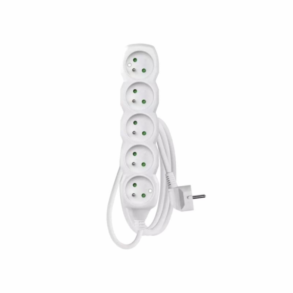 Prodlužovací kabel 1,5m / 5 zásuvek / bílý / PVC / 1mm2