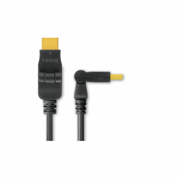 PREMIUMCORD Kabel HDMI A - HDMI A M/M 2m, otočné zlacené ...