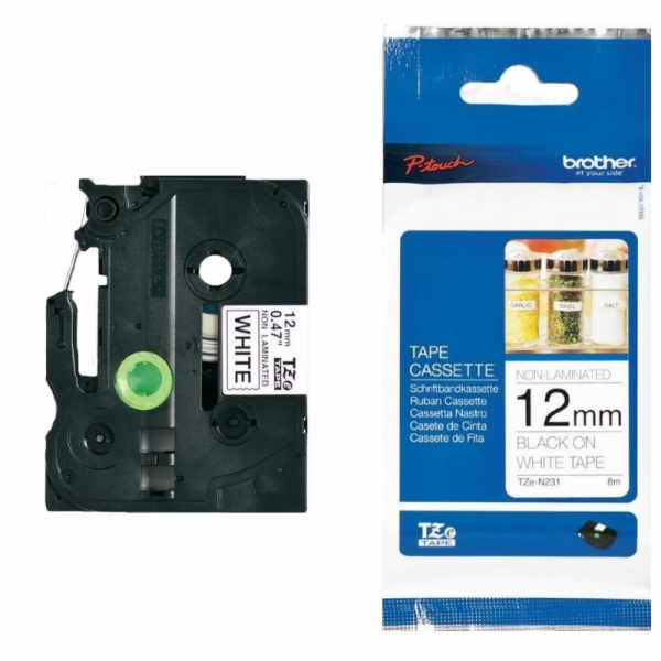 Páska Brother TZe-N231, 12mm, bílá/černá, nelaminovaná, d...
