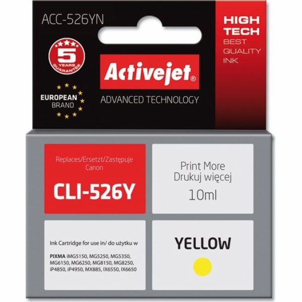 ActiveJet inkoust Canon CLI-526Y, 10 ml,  new    ACC-526Y