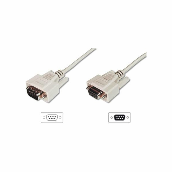 RS232 prodlužovací kabel 1:1 Typ DSUB9/DSUB9 M/F 5m Šedý