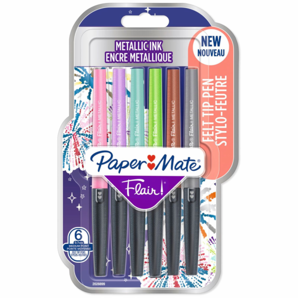 1x6 Paper Mate Flair Metallic Felt Tip Pens M 0,7 mm