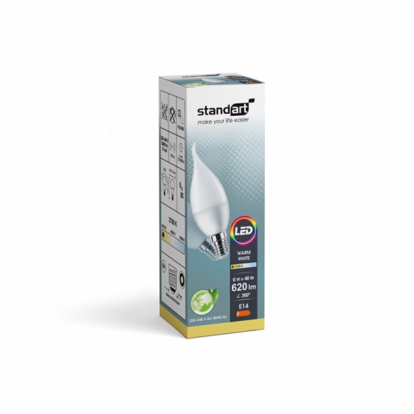 LED žárovka BA35 6W E14 620LM 2700K PL/MAT