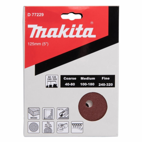 Sada kulatého brusného papíru Makita 125 mm, 20 ks