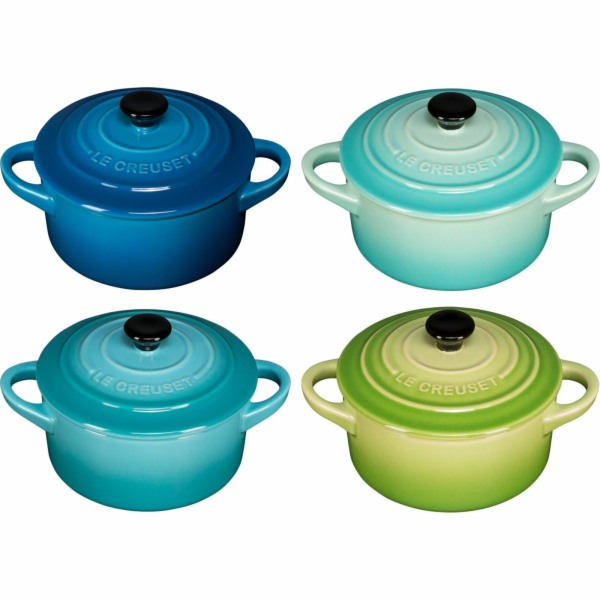 Le Creuset Stoneware Set of 4 petite Casseroles 10x5cm ocean