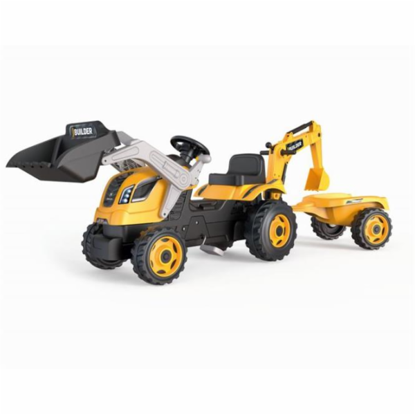 Šlapací traktor Smoby Builder Max s bagrem a vozíkem