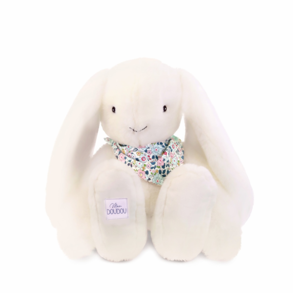 Doudou Plyšový králík XXL s šátkem bílý 50 cm