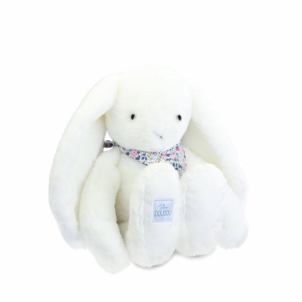 Doudou Plyšový králík XXL s šátkem bílý 50 cm