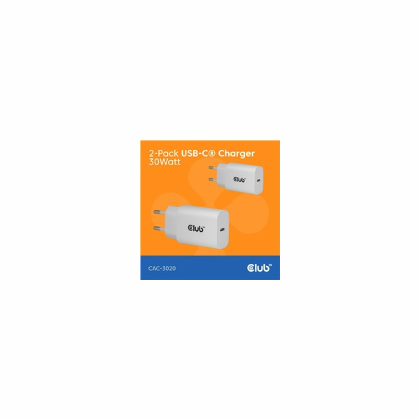 Club3D Nabíječka, USB-C, Power Delivery 15V/2A, 2-pack, bílá